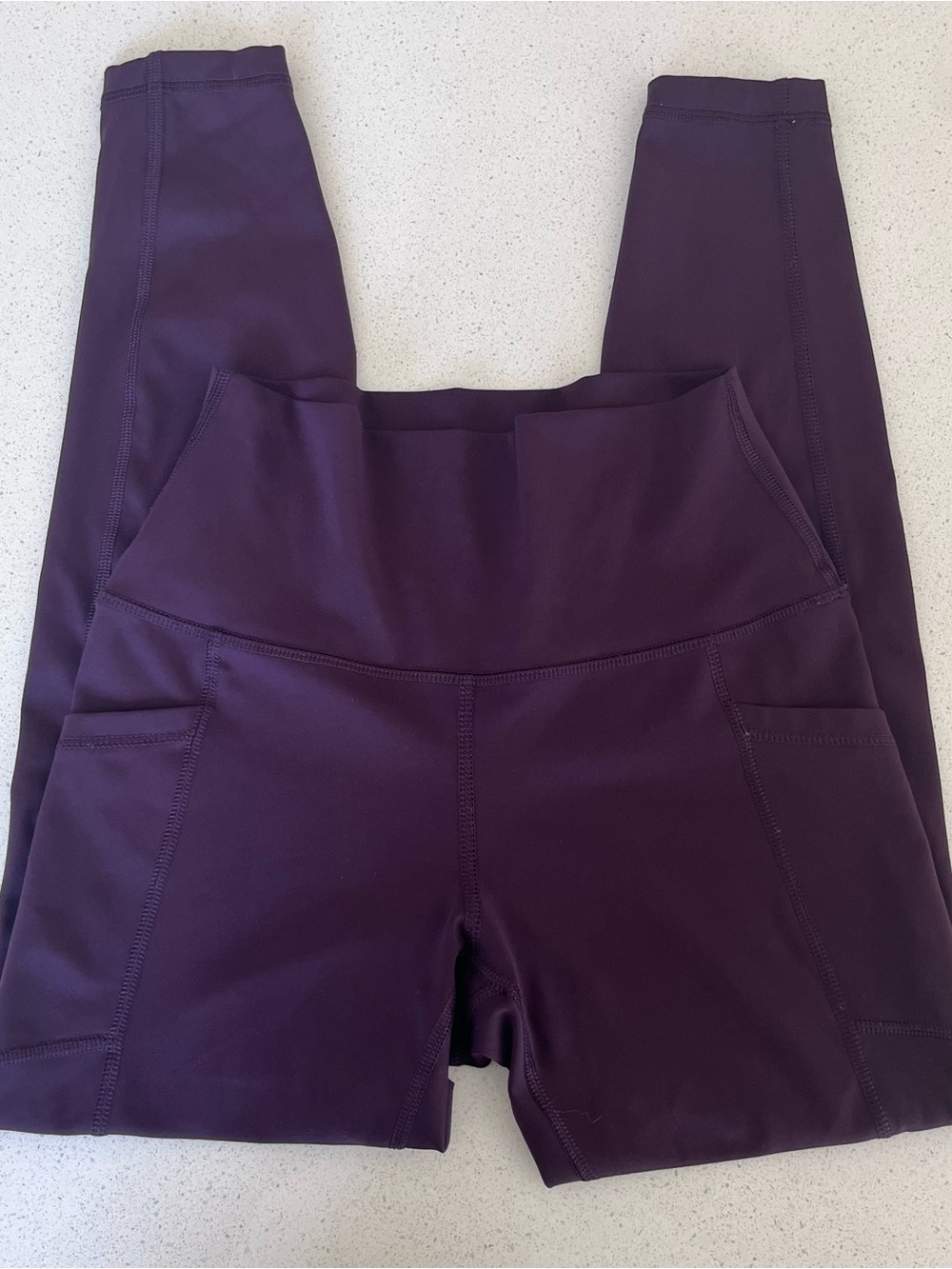 Reflex Deep Plum High-Waist Leggings with Side Pockets